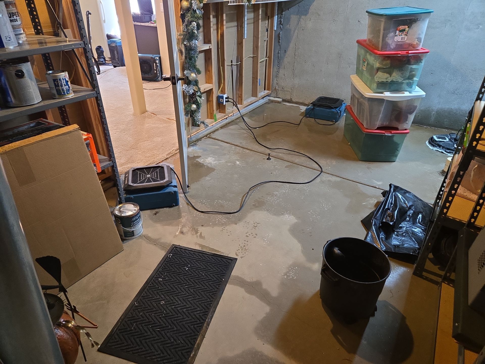 Flooded Basement Storage Area