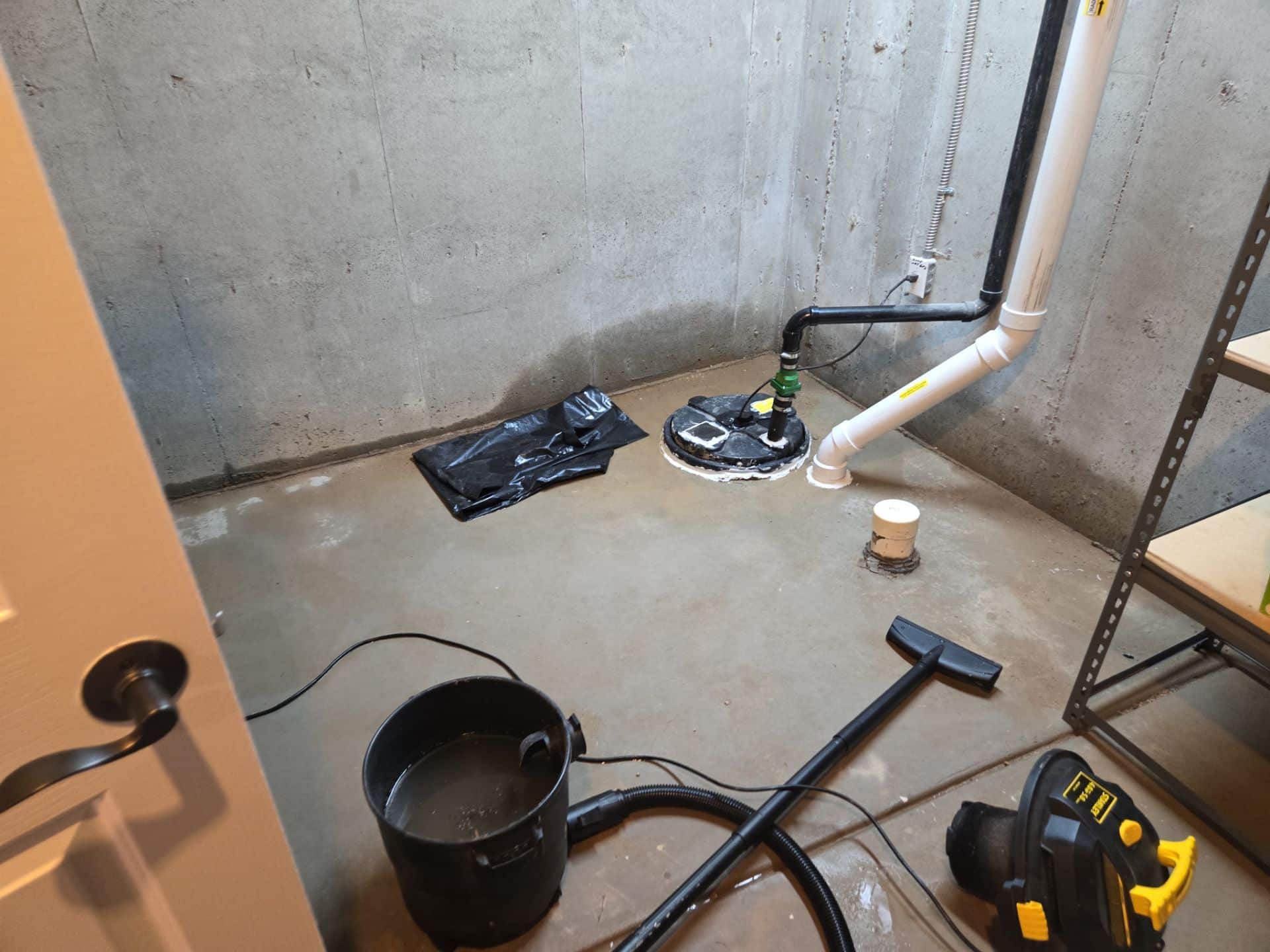 Sump Pump Area with Water Cleanup