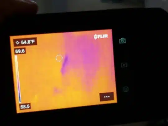 A thermal image displayed on a FLIR device
