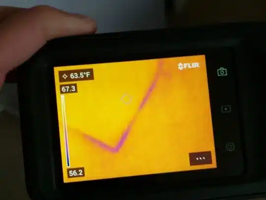 A thermal image displayed on a FLIR device