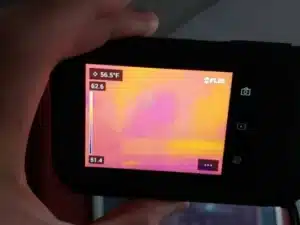 A thermal image displayed on a FLIR device