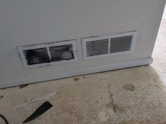 HVAC vents affected by soot after a fire