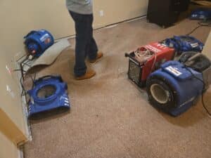 Water damage drying equipment used by Anatom Restoration in Denver, CO
