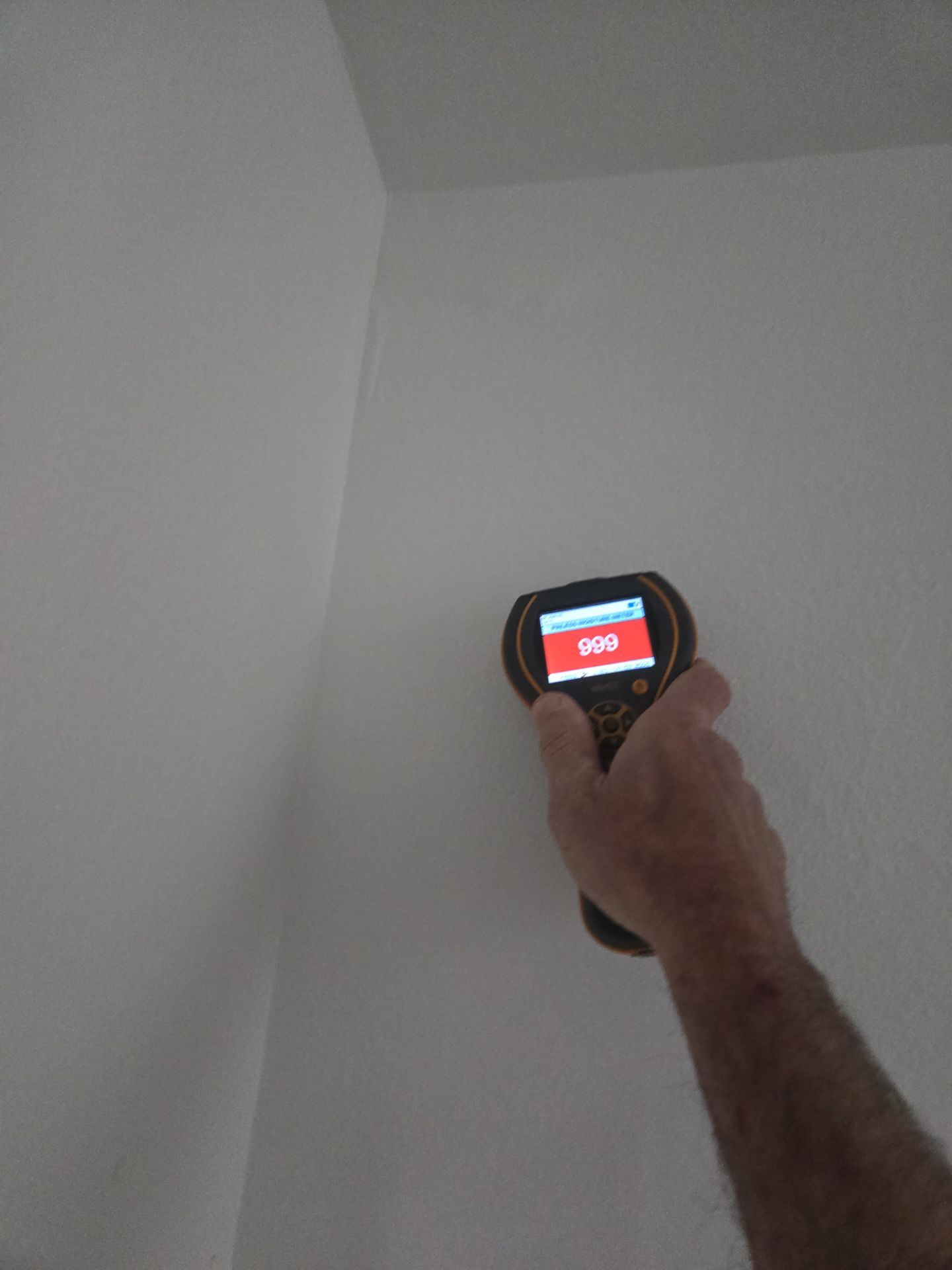 Wall moisture meter inspection checking hidden moisture and mold risk